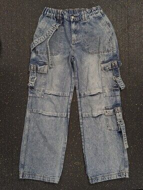 J For Justify Baggy Distressed Grunge Cargo Women’s Jeans Elastic Waist Size 5